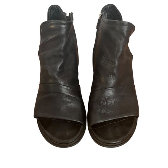 A.S. 98 Black Leather Peep Toe Shoe Booties Size 41 EU - Picture 6 of 10